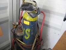 Oxygen & Acetylene cutting torch and dolly and bottles