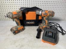 Ridgid Tool Kit with Drills, Charger and Batteries