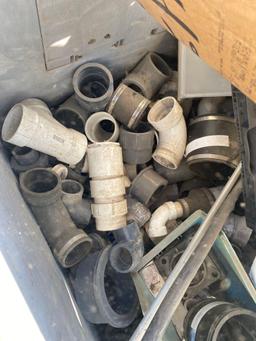 Large tote of pvc fittings and misc