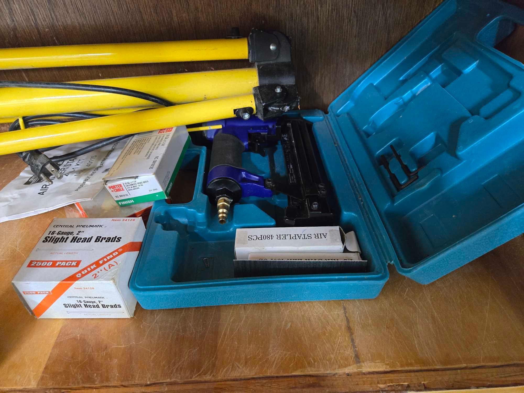 Assorted Power Tools, Inc Sanders, Drills, Sabre Saw, Cutting Tool, Pneumatic Stapler