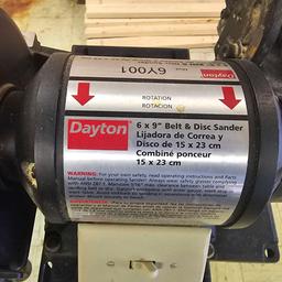 Dayton 6x9 belt and disc sander on stand
