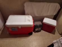 3 Coolers - Large Igloo, Small Coleman, & Ice Cold Ultra Bag