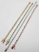 (4) Sterling silver tennis bracelets : jeweled