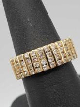 1.44 carats 14k gold diamond pave band ring, size 7.5