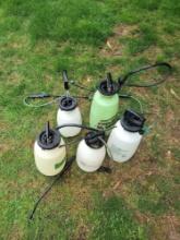 5 Assorted garden sprayers with wands
