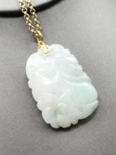 Vintage Chinese carved jade or jadeite pendant necklace