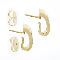 18K Gold 1.25 ctw Round Pave Diamond Polished Wide Cuff Earrings w/ Enhancer Hoo