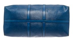 Louis Vuitton Blue Epi Leather Keepall 55 Travel Bag