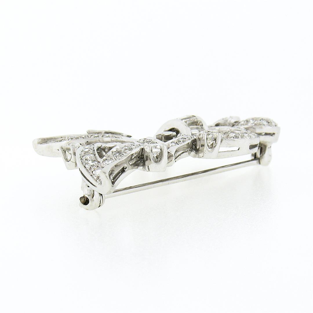 Vintage Platinum 1.98 ctw Baguette Marquise Old Cut Diamond Spray Flame Pin Broo