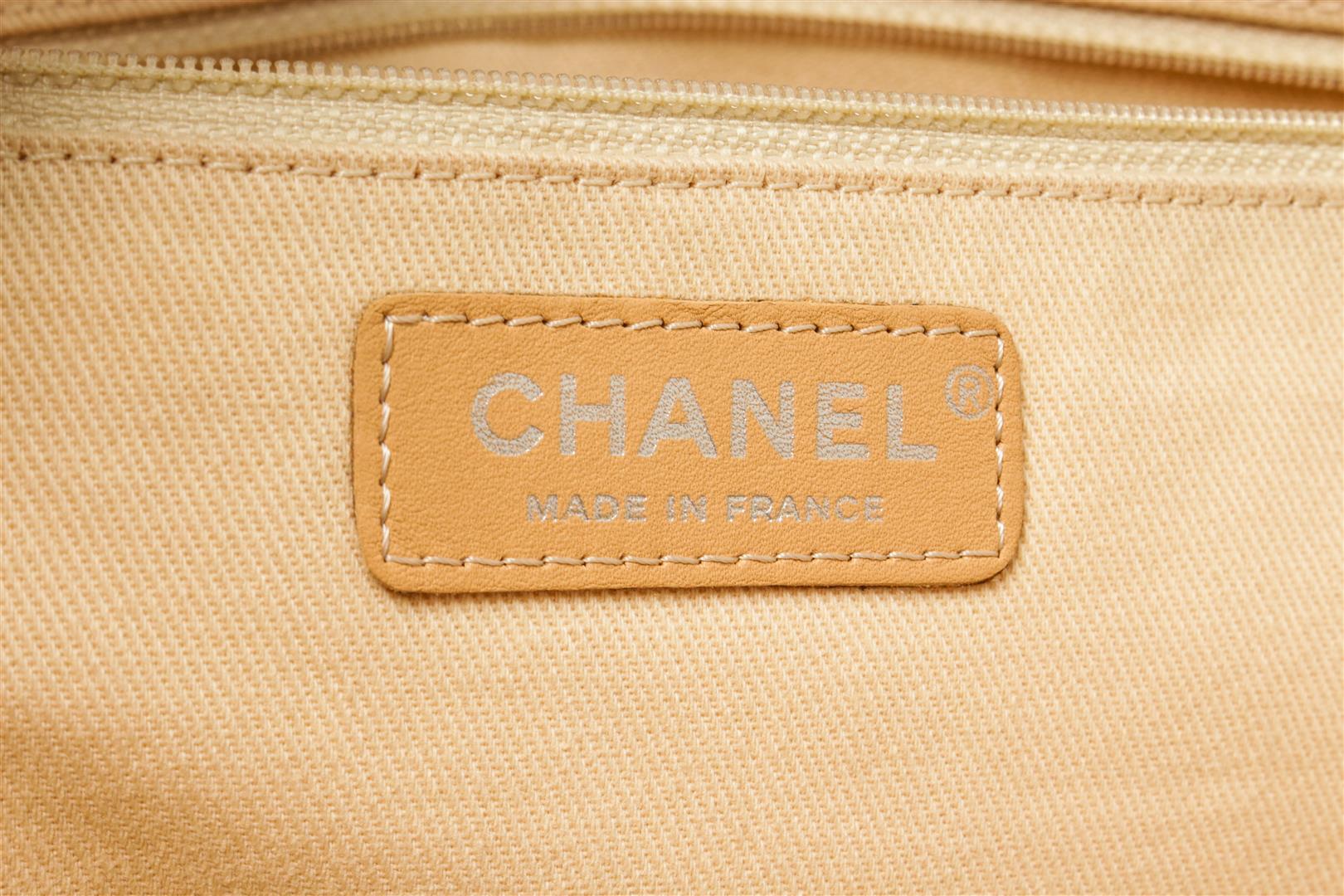 Chanel Beige Canvas CC Camelia Shoulder Bag