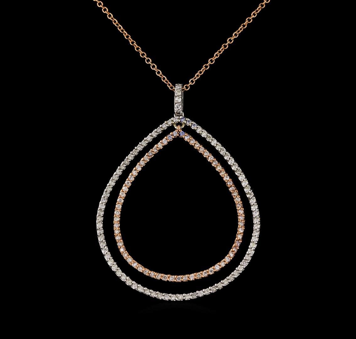 0.75 ctw Diamond Pendant With Chain - 14KT Two-Tone Gold