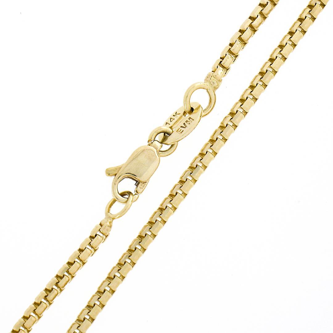 NEW 14K Yellow Gold 18" Long 1.6mm Rounded Beveled Box Link Chain Necklace