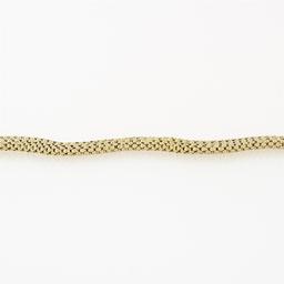Italian 14k Gold 17.5" Wavy 3 Row Popcorn Link Necklace W/ Safety Clasp Latch
