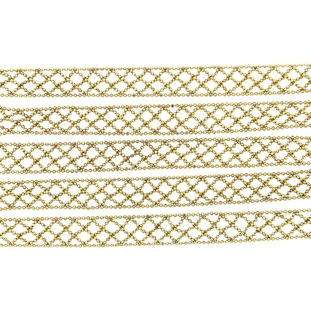 14K Gold Long Faceted Gold Open Weave Pattern "Scarf" 39" Long Wrap Necklace