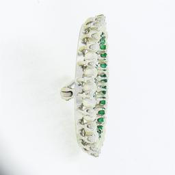 Vintage 14k Gold 1.60 ctw Round Diamond Emerald & White Pearl Circle Wreath Broo