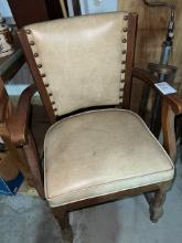 Antique wood chair with upholstered