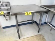 3' X 30" STAINLESS STEEL TABLE, ROLLED EDGES