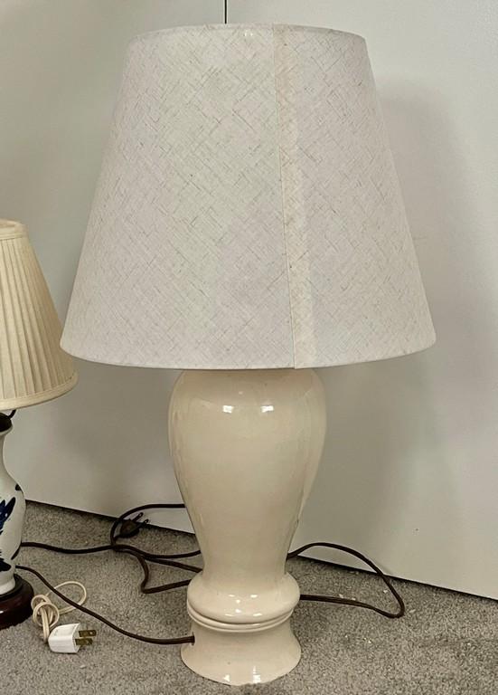 Wood Shelf & 2 Ceramic Lamps