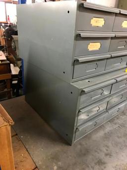 (2) Vintage Metal Parts Cabinets