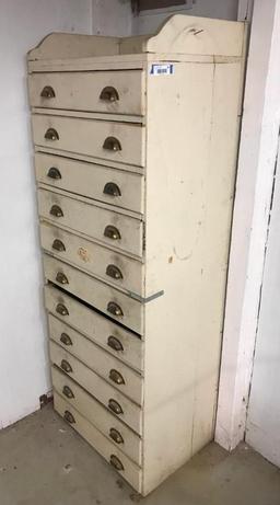 Antique Wood Parts Cabinet