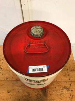 Vintage 5 Gal. Texaco White Oil Can