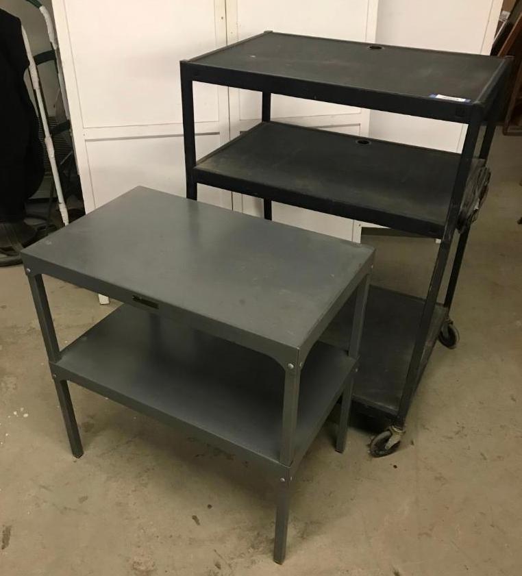 (2) Metal Tiered Work Stations