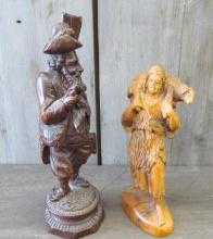Carved German Nutcracker w/ another Carved Figure