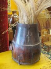 Early Wood & Iron Bucket w/Grasses