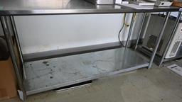 72" x 30.25" x 34.5" Stainless Steel Table with Backsplash