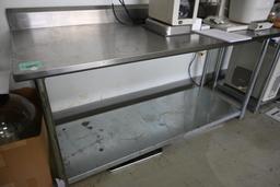 72" x 30.25" x 34.5" Stainless Steel Table with Backsplash