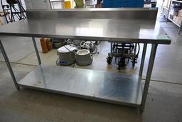 72" x 30.25"x 34.25" Stainless Steel Work Table with Back splash