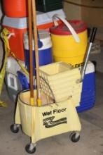 Commercial Mop Bucket with Mop and Extra Handle
