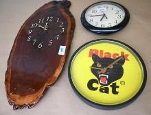 10x1.5" Black Cat Battery Operated Clock